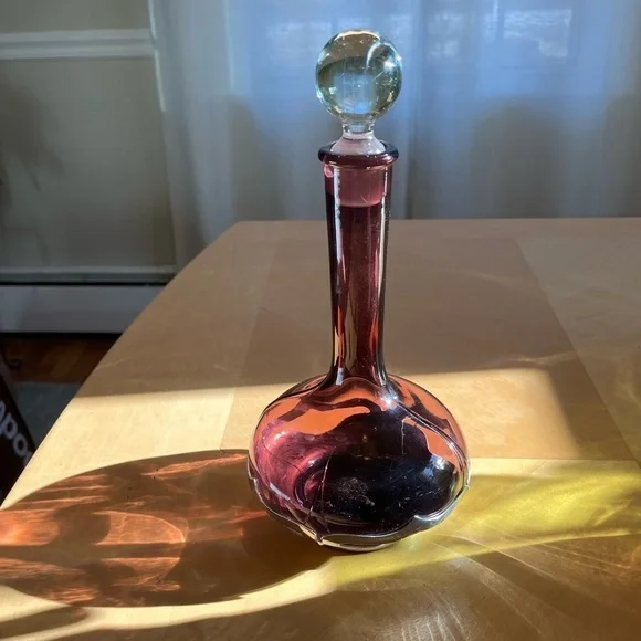 Vintage Farber Bros. Amethyst Decanter and Stopper Farber Crystal (Chrome)